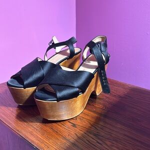 Celine satin wedge sandals
